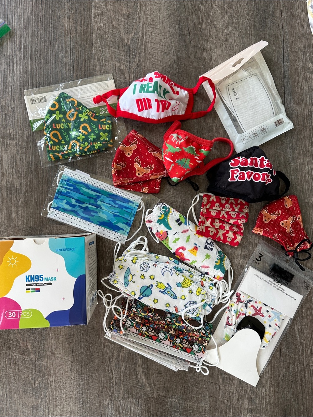 Assorted Patterned Face Masks - Holiday, Kids & KN95 Pack
